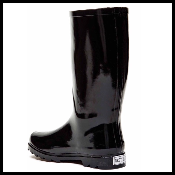 BLACK TALL GLOSSY RAIN BOOTS A2C - Picture 3 of 8